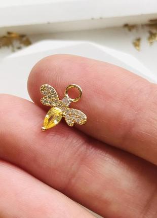 Подвеска на чекер браслет оса пчелка цирконий позолота 14 карат фурнитура для бижутерии