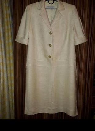 Мега шикарное светлое бежевое пастельное натуральное дизайнерское платье monika schonberger из рогожки