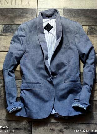 Мужской элегантный хлопковый приталенный  серый пиджак  asos slim fit в casual стиле размер 482 фото