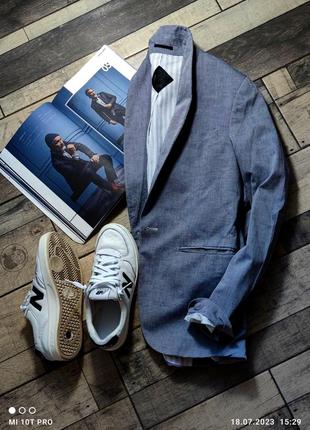 Мужской элегантный хлопковый приталенный  серый пиджак  asos slim fit в casual стиле размер 48