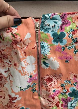 Персиковая цветочная мини юбка stradivarius5 фото