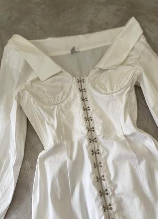 Белое платье-рубашка мини из хлопкового поплина asos design6 фото