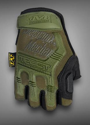 Тактичні рукавички mechanix m-pact олива, військові захисні безпалі рукавички1 фото