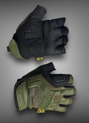 Тактичні рукавички mechanix m-pact олива, військові захисні безпалі рукавички2 фото