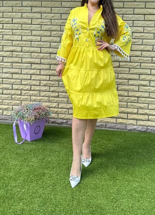 Плаття жіноче жовте коротке платье женское желтое короткое осенние весенние летние осіннє весняне літнє