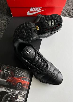 Nike air max tn plus all black white leather7 фото
