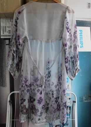 Невесомое нежное пляжное платье-туника из натурального шёлка6 фото