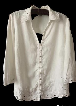 🌟крута якісна біла лляна урочиста сорочка з вишивкою m&s
