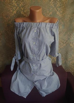 Женское платье рубашка в полоску италия р.44/46 хлопок6 фото