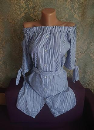 Женское платье рубашка в полоску италия р.44/46 хлопок3 фото