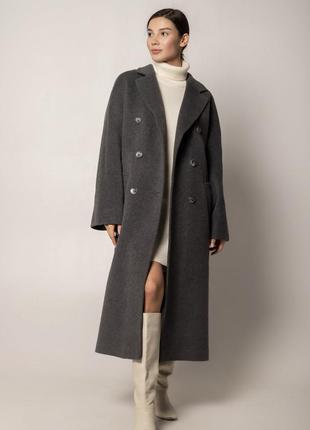 Демісезонне пальто темно-сіре кашемірове пальто шерстяне із вовни демісезонне зимове в стилі zara massimo dutti reserved asos mango cos h&m