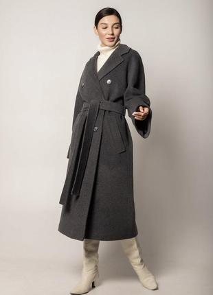 Демисезонное пальто темно-серое кашемировое пальто шерстяное из шерсти демисезонное зимнее в стиле zara massimo dutti reserved asos mango cos h&amp;m2 фото