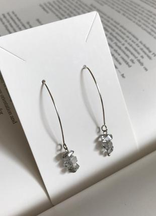 Срібні сережки з натуральним каменем  херкімерський алмаз