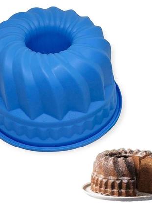 Силиконовая форма profsil кекс с втулкой голубая d-23.2 см