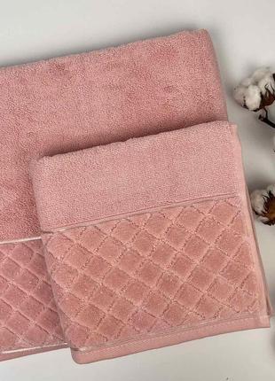 Набір рушників ае 2 шт vip romb pink