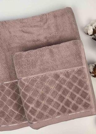 Набір рушників ае 2 шт vip romb light purple в фірмовій коробці