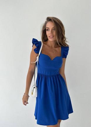 Привлекательное платье с чашками платья женское летнее легкое яркое софт мини короткая оранжевая синяя3 фото