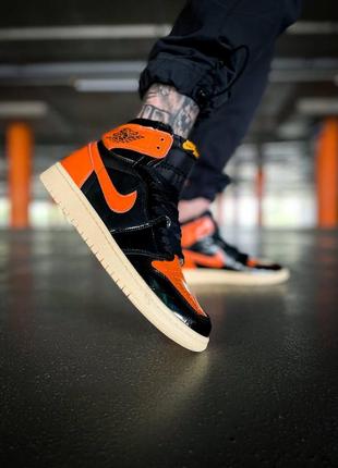 Мужские кроссовки nike air jordan 1 retro high og "black/orange" #найк8 фото