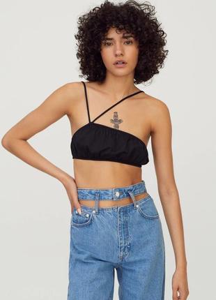 Топ, топік, чорний, базовий, pull&bear