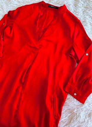 Яркое красное атласное платье mango8 фото