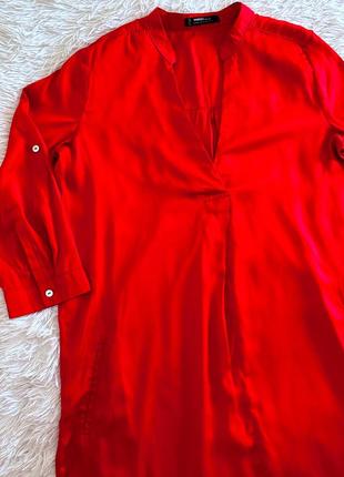 Яркое красное атласное платье mango2 фото