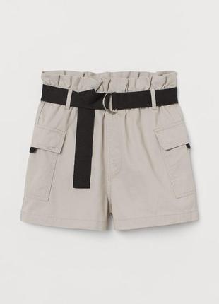 Шорты карго с поясом h&m, трендовые шорты