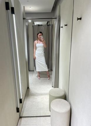 Біла сукня міді zara rochie midi