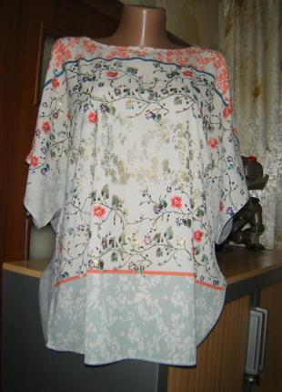 Шикарная комбинированная блуза с коротким рукавом, размер xl - 18 - 52