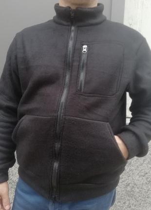 Флисовая кофта большого размера, без капюшона. черная.