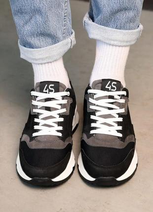 Стильные мужские черные кроссовки весенне-осенние, нубук+текстиль, демисезон, мужская обувь5 фото