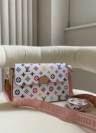 Сумка в стиле louis vuitton / lv multi pochette white rainbow / цветная сумочка