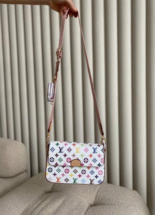 Сумка в стиле louis vuitton / lv multi pochette white rainbow / цветная сумочка7 фото