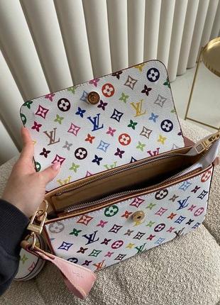 Сумка в стиле louis vuitton / lv multi pochette white rainbow / цветная сумочка6 фото