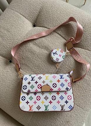 Сумка в стиле louis vuitton / lv multi pochette white rainbow / цветная сумочка10 фото