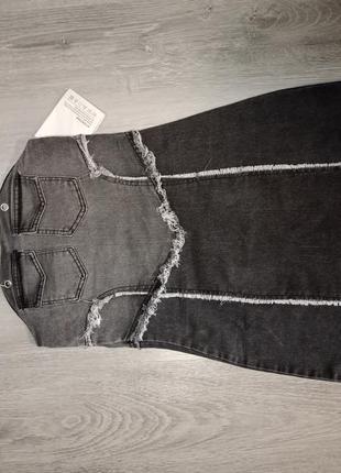 Джинсовий сарафан плаття сіре графіт4 фото