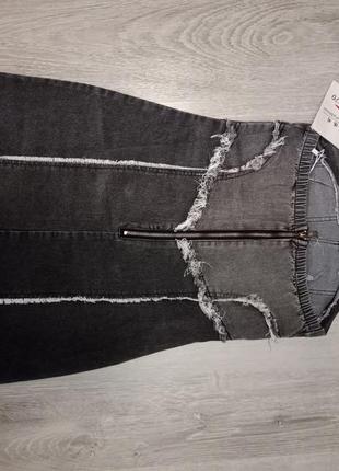 Джинсовий сарафан плаття сіре графіт5 фото