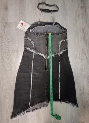 Джинсовый сарафан платье серый графит6 фото