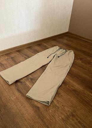 Свободные бежевая спортивные штаны, брюки размер с в стиле зара карго5 фото