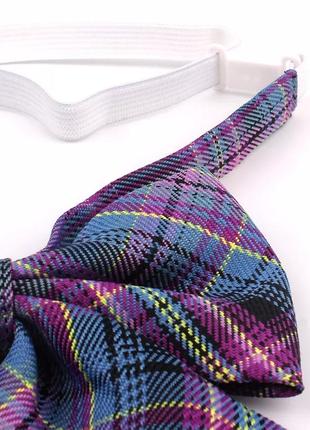 Фіолетова краватка 32см картатий жіночий бантик під блузку корейський стиль клітинка синя малинова4 фото