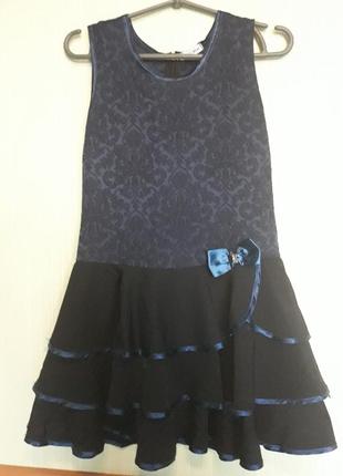 Темно-синее школьное платье с оборками тм ташкан1 фото