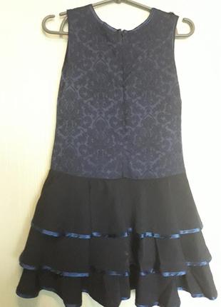 Темно-синее школьное платье с оборками тм ташкан2 фото