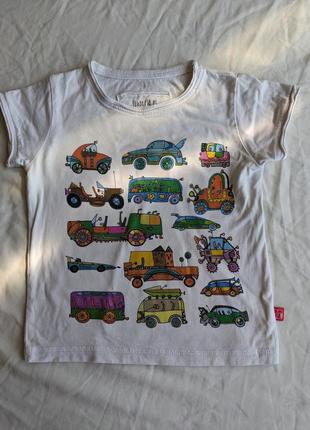 Хлопковая футболка с машинками (р.98-104)