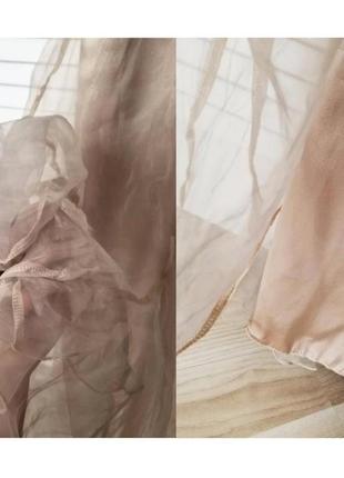 Розкішне плаття в білизняному стилі шовкове ошатне міді плаття вечірнє бежеве беж тілесна сукня літня шифонова5 фото