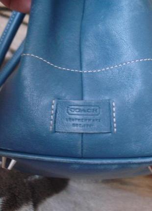 Cоach, стильная кожаная номерная сумка 100% натуральная кожа4 фото