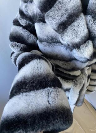 Шикарная женская зимняя шуба с кролика рекса в окрасе шиншилла, 42-60 размеры