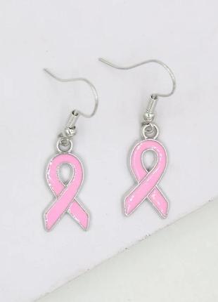 Серёжки розовые ленты pink ribbon1 фото