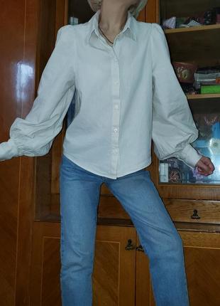 Льняная блуза рубашка широкие объёмные рукава monki2 фото