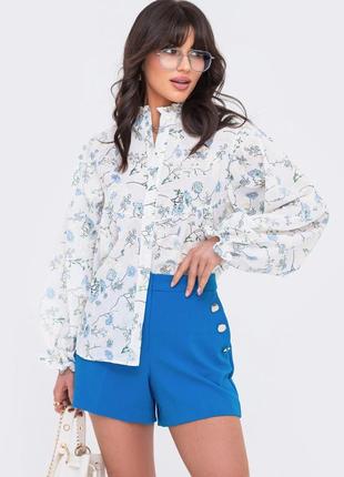 Принтована блуза з високоякісного турецького матеріалу вільного крою