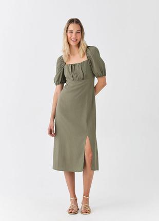 Крутое актуальное летнее стильное оливковое платье lc waikiki в стиле zara3 фото
