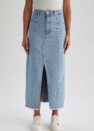 Актуальная тредовая юбка миди джинсовая в стиле zara defacto2 фото